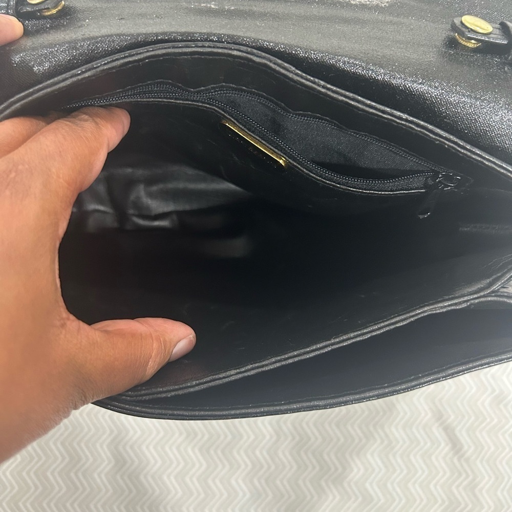 Giani Bernini Ostritch Leather Satchel with Gold Accent - Picture 7 of 12